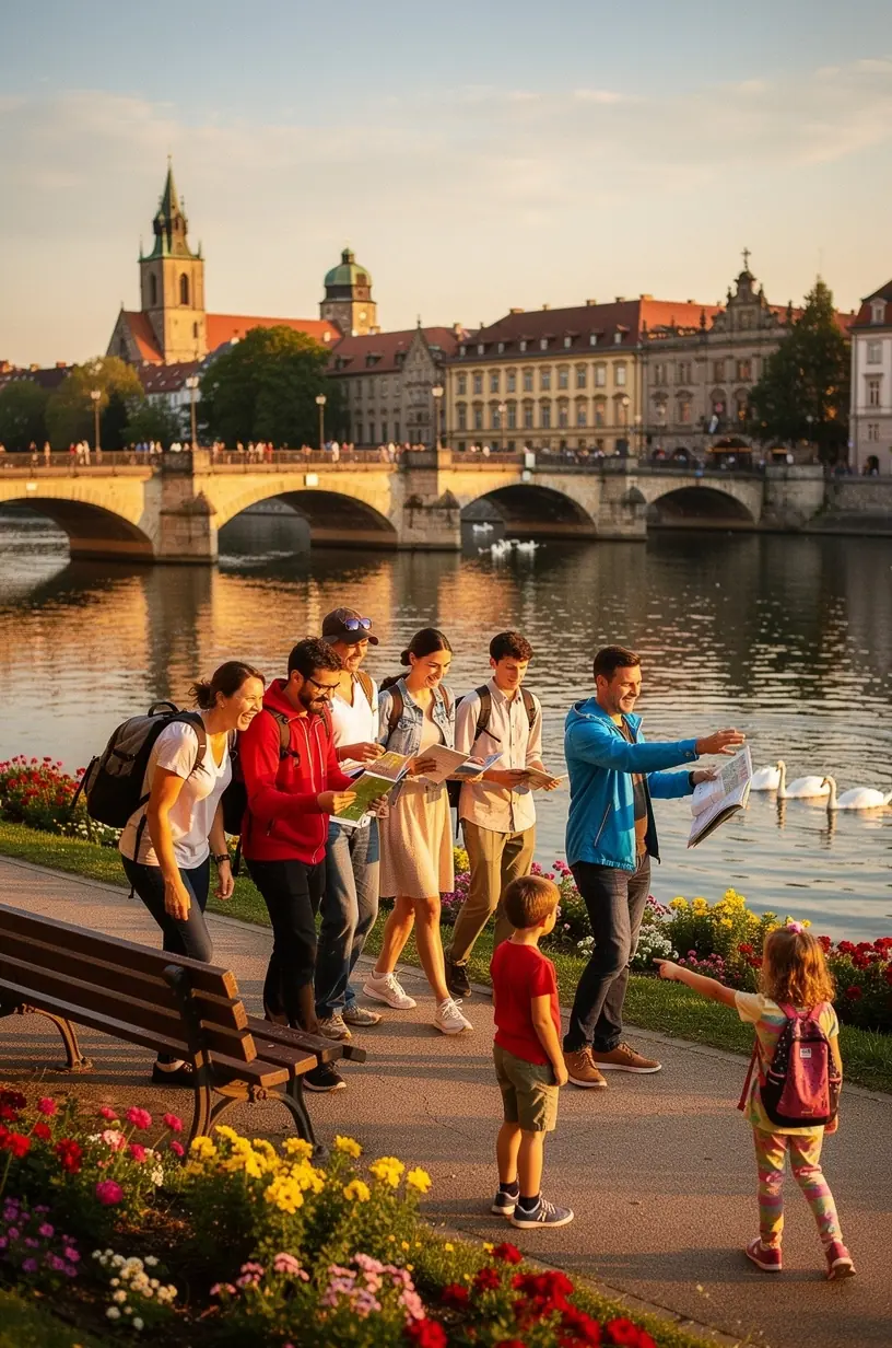 Touristenkarte mit eingezeichneten Spazierwegen und kulturellen Highlights zum Erkunden